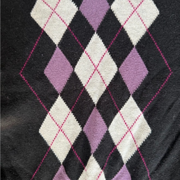 Black and Purple Argyle Sweater - Picture 9 of 12